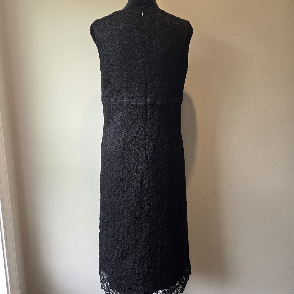 Janeville Women's Black Laced V Neck Dress 8 - Picture 2 of 14